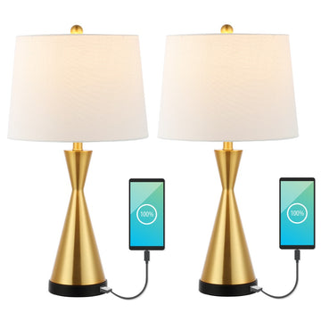 Colton 26" Classic French Country Iron LED Table Lamp with USB Charging Port - JONATHAN Y